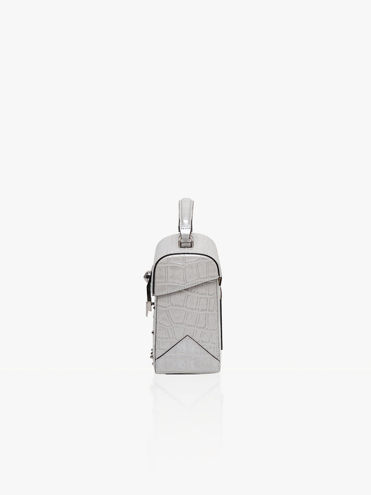 Trunkino Bag_Small_Croco_Silver Gray